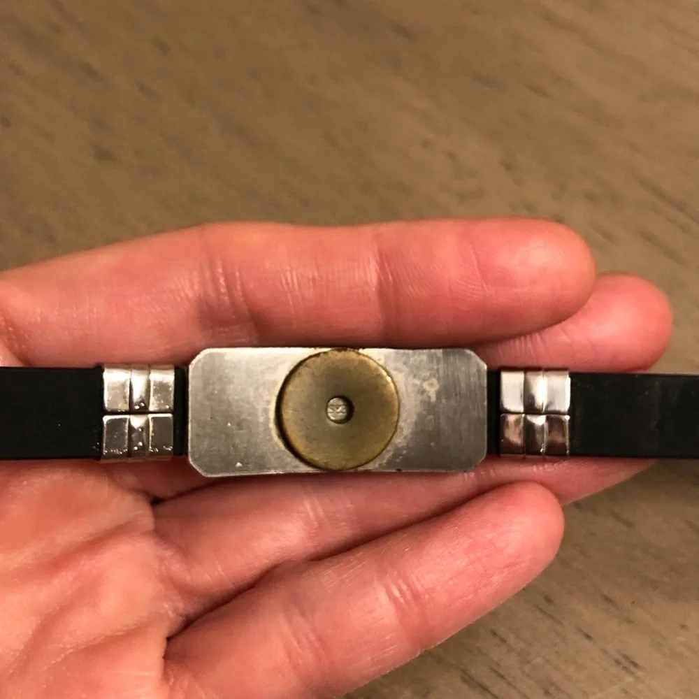 Silver Tone and Black Men’s Jesus Cross Bracelet